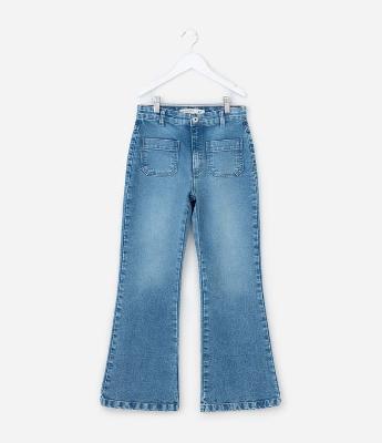 Calça Flare Infantil em Jeans - Tam 5 a 14 anos