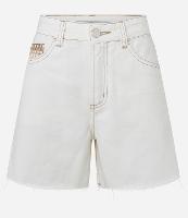 Bermuda Mom Cintura Média em Sarja com Detalhe Bordado - 1