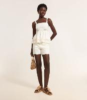 Bermuda Mom Cintura Média em Sarja com Detalhe Bordado - 2