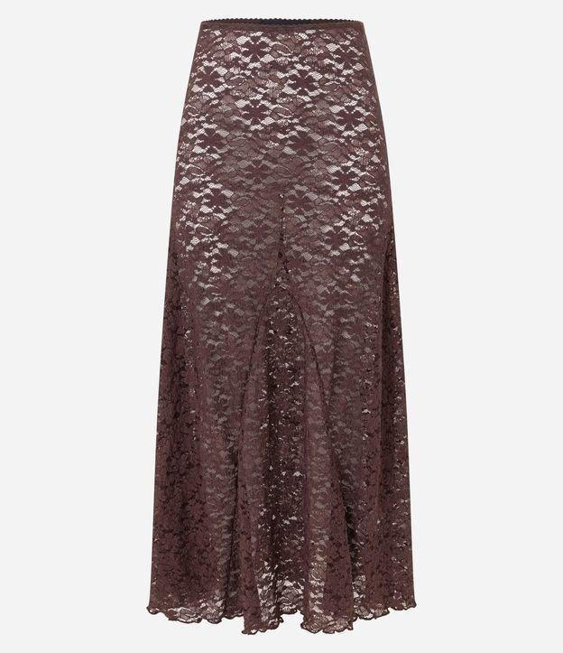 Saia Longa em Renda Floral Sem Forro - 1