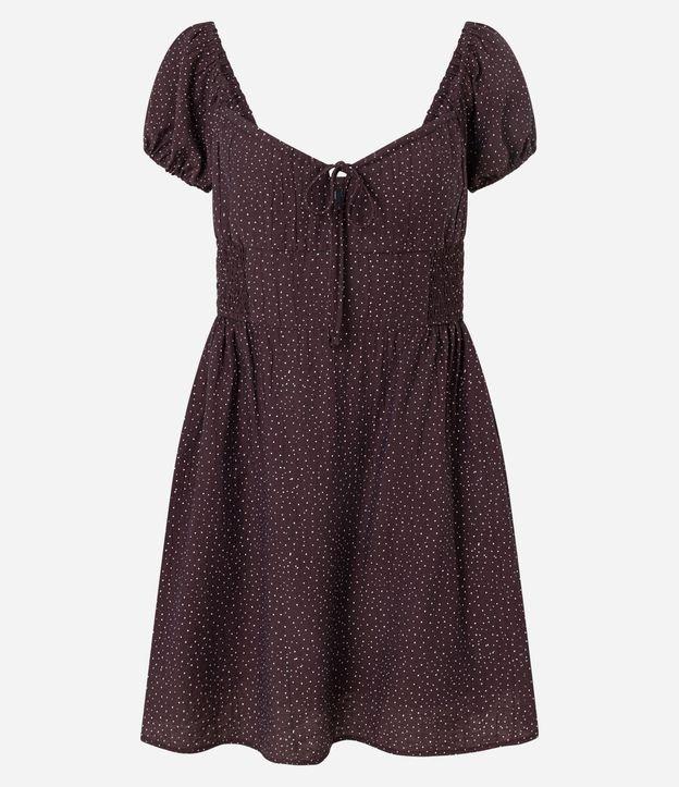 Vestido Godê Curto com Manga Princesa e Estampa Poá - 1