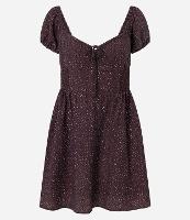 Vestido Godê Curto com Manga Princesa e Estampa Poá - 1