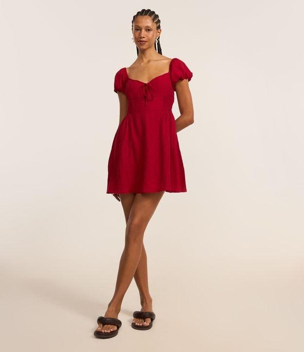 Vestido Godê Texturizado com Manga Princesa e Lastex - 2