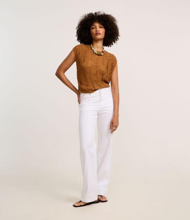 Calça Reta Comfort Cintura Alta em Sarja - 3