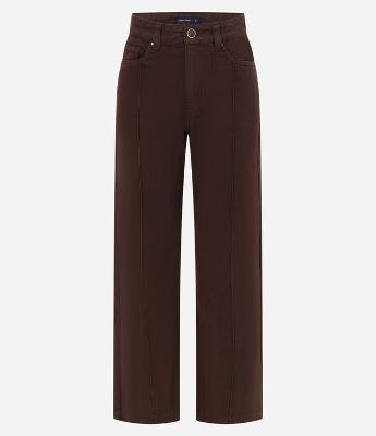 Calça Reta Comfort Cintura Alta em Sarja