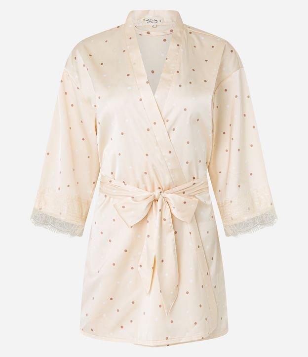 Robe em Cetim Poá com Renda nos Punhos - 1