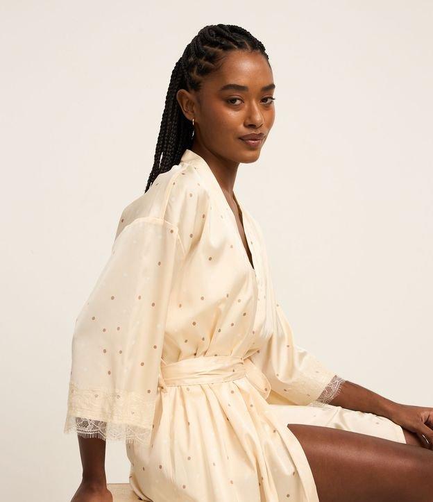 Robe em Cetim Poá com Renda nos Punhos - 2