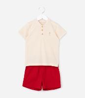 Conjunto Infantil em Piquet com Gola Henley - Tam 1 a 6 Anos - 1