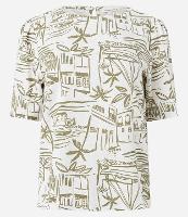 Blusa em Viscolinho com Estampa Vilarejo na Praia - 1