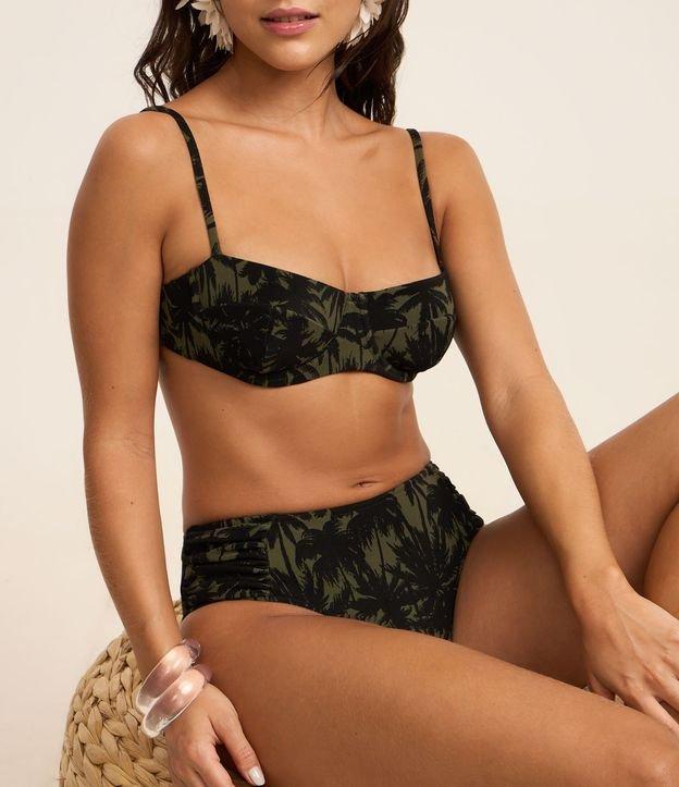 Biquíni Top Meia Taça em Microfibra com Estampa de Folhagem - 2