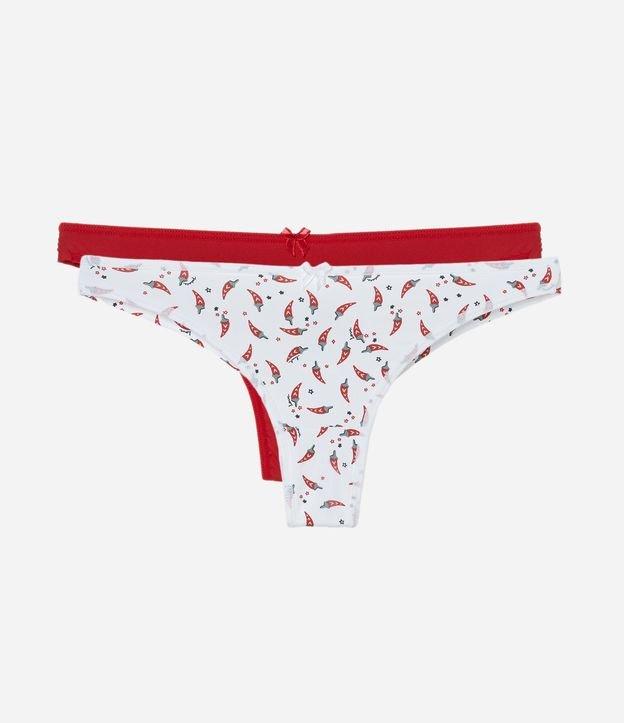 Kit 02 Calcinhas Biquíni Fio Duplo em Microfibra Lisa e Estampa Pimentinhas - 1