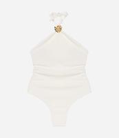 Maiô Halter em Microfibra Texturizada com Aviamento de Concha Caracol - 1