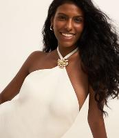 Maiô Halter em Microfibra Texturizada com Aviamento de Concha Caracol - 3