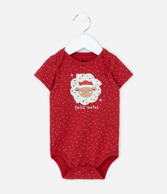 Body Infantil com Estampa Rena de Natal - Tam RN a 18 meses