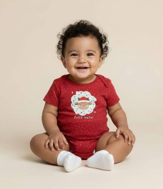 Body Infantil com Estampa Rena de Natal - Tam RN a 18 meses - 2