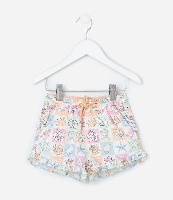 Short Infantil em Microfibra com Estampa Fundo do Mar - Tam 1 a 6 Anos