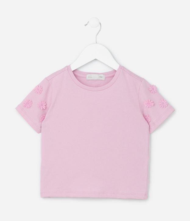 Blusa Infantil com Florzinhas Aplicadas na Manga - Tam 1 a 6 Anos - 1