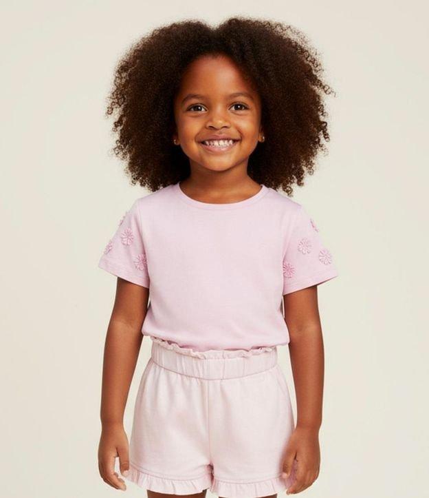 Blusa Infantil com Florzinhas Aplicadas na Manga - Tam 1 a 6 Anos - 2