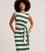 Vestido Reto Longo em Moletom com Listras e Amarração - 3