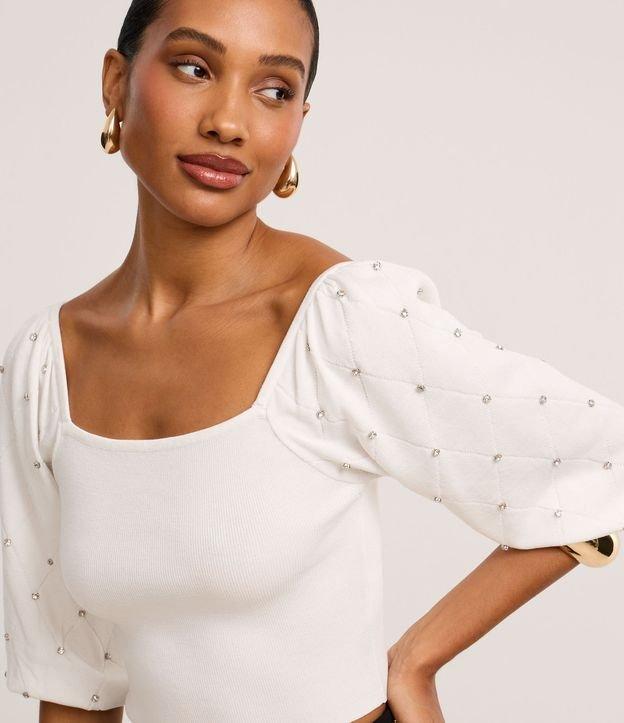 Blusa em Tricô com Brilho e Textura na Manga Bufamte - 2