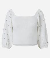 Blusa em Tricô com Brilho e Textura na Manga Bufamte - 1