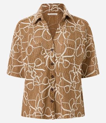 Camisa Texturizada em Renda com Cordas Aplicadas