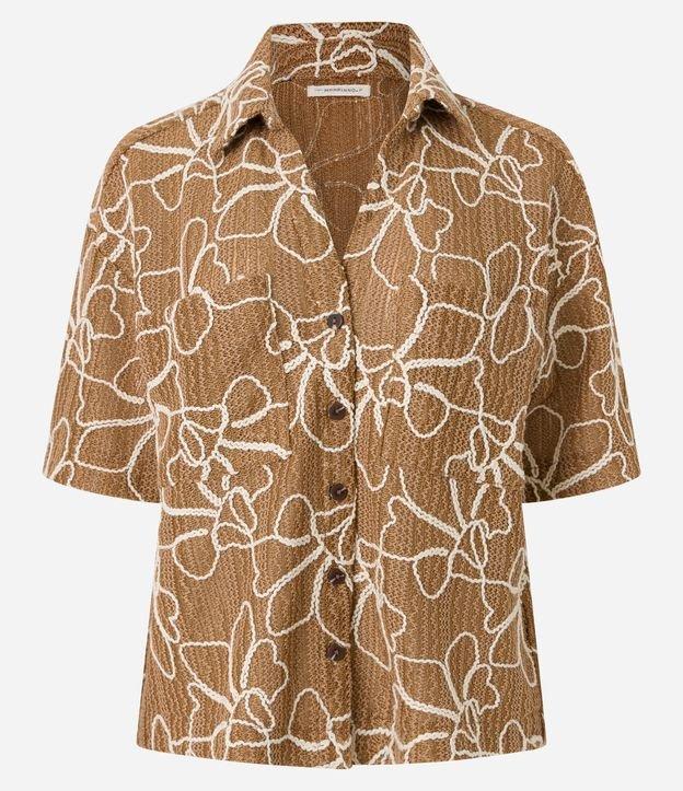 Camisa Texturizada em Renda com Cordas Aplicadas - 1