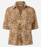 Camisa Texturizada em Renda com Cordas Aplicadas - 1