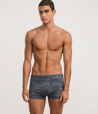 Sunga Boxer em Microfibra com Estampa de Folhagem