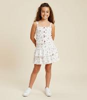 Saia Infantil em Anarruga com Estampa Floral Liberty - Tam 7 a 14 Anos - 2