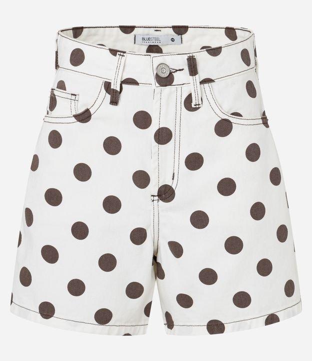 Short Mom em Sarja com Estampa Poá - 1