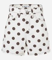 Short Mom em Sarja com Estampa Poá - 1