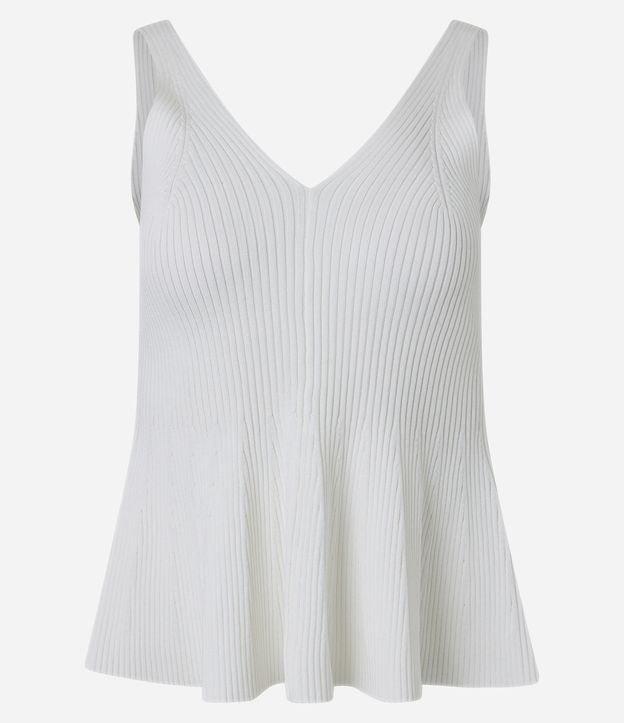 Blusa Peplum em Tricô com Decote V e Alça Larga - 1