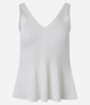 Blusa Peplum em Tricô com Decote V e Alça Larga