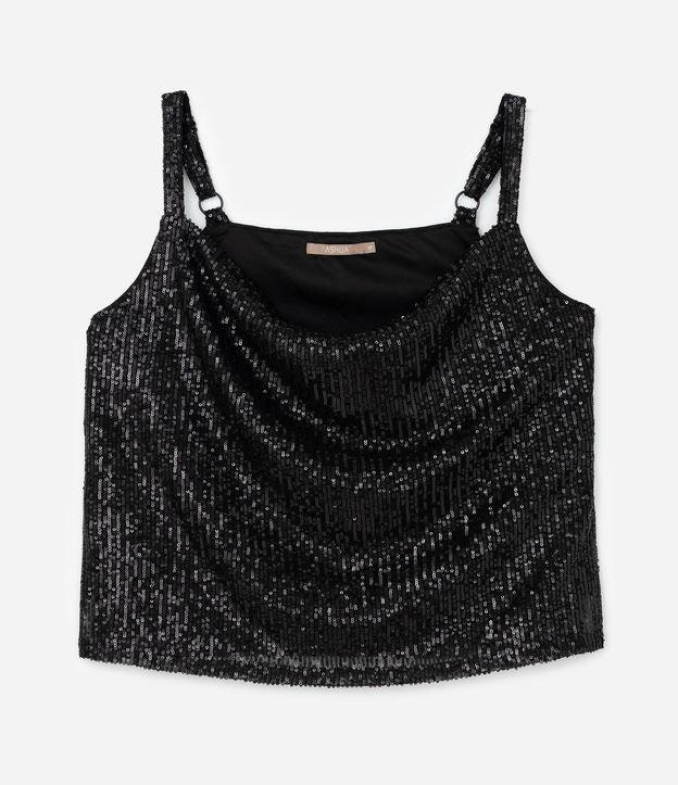 Blusa em Paetê com Decote Degagê Curve & Plus - 1