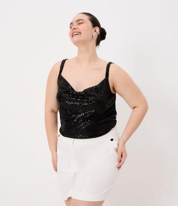 Blusa em Paetê com Decote Degagê Curve & Plus Size - 2