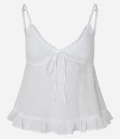 Blusa em Viscose Slub com Decote V e Babados - 1