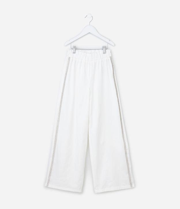 Calça Wide Leg Infantil em Sarja com Aplicação de Brilhos- Tam 5 a 14 Anos - 1