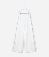 Calça Wide Leg Infantil em Sarja com Aplicação de Brilhos- Tam 5 a 14 Anos - 1