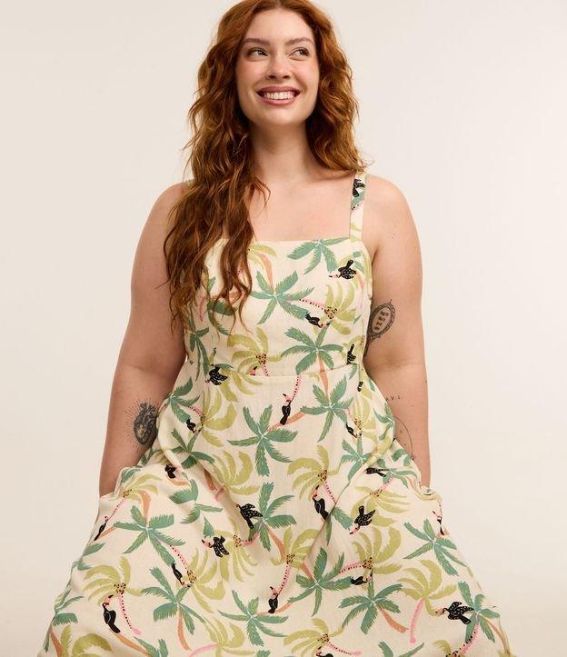 Vestido Midi em Viscolinho com Estampa Tropical Curve & Plus Size - 2
