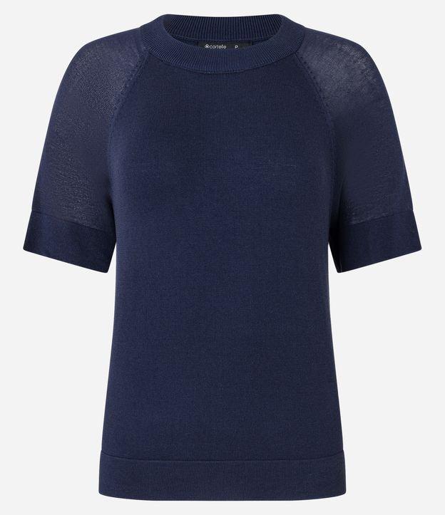 Blusa em Tricô com Cava Raglan e Manga Transparente - 1