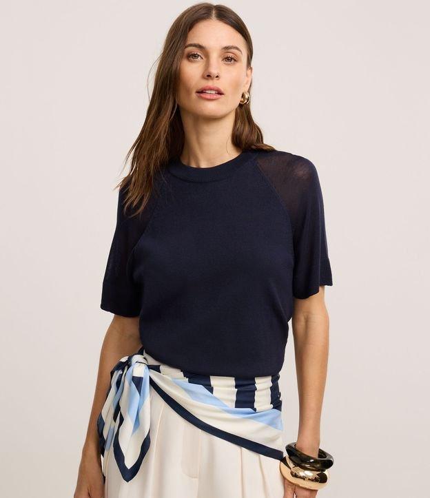 Blusa em Tricô com Cava Raglan e Manga Transparente - 2