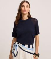 Blusa em Tricô com Cava Raglan e Manga Transparente - 2