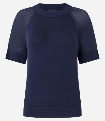 Blusa em Tricô com Cava Raglan e Manga Transparente