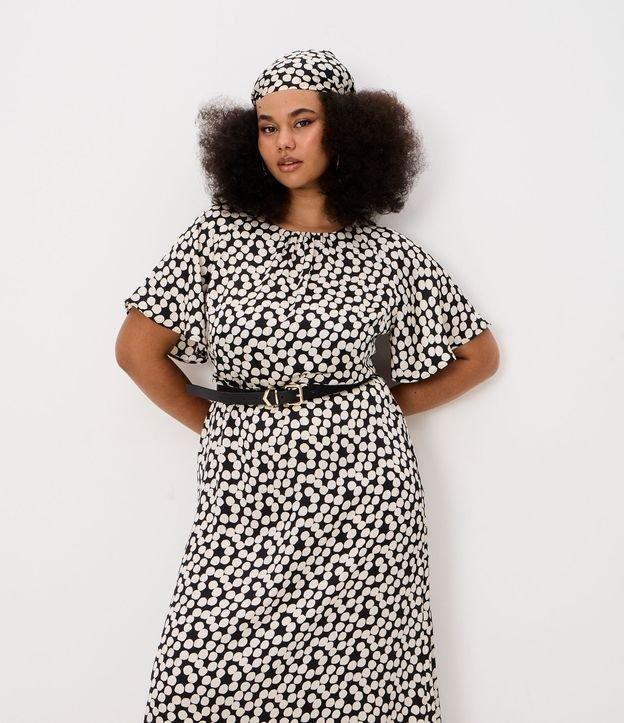 Vestido Midi em Crepe Acetinado Poá com Manga Evasê Curve & Plus Size - 2