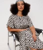 Vestido Midi em Crepe Acetinado Poá com Manga Evasê Curve & Plus Size - 4