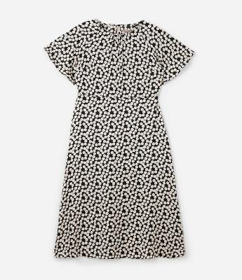 Vestido Midi em Crepe Acetinado Poá com Manga Evasê Curve & Plus Size