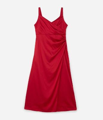 Vestido Longo em Crepe Acetinado com Transpasse Curve & Plus Size