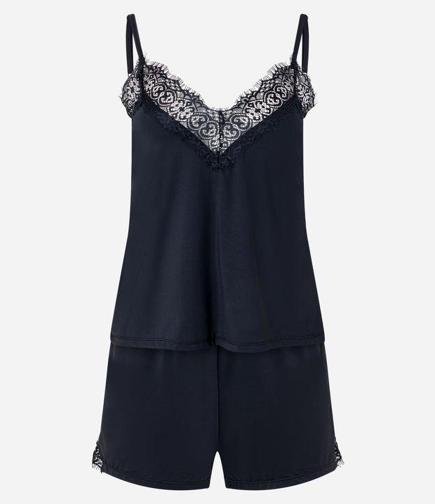 Pijama Short Doll em Microfibra com Aplicação de Renda - 1