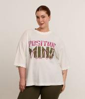 Camiseta Oversized Esportiva em Algodão com Estampa Positive Mind Curve & Plus Size - 2